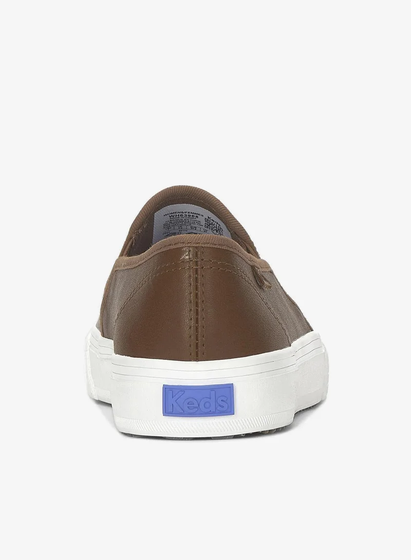 Keds Keds Women's Double Decker Slip On Leather Casual Sneaker Brown